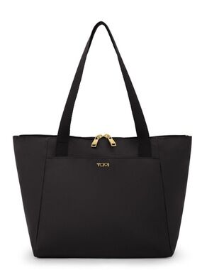 Tumi Black Nylon Small Tote Pouch with Gold Zipper Accent